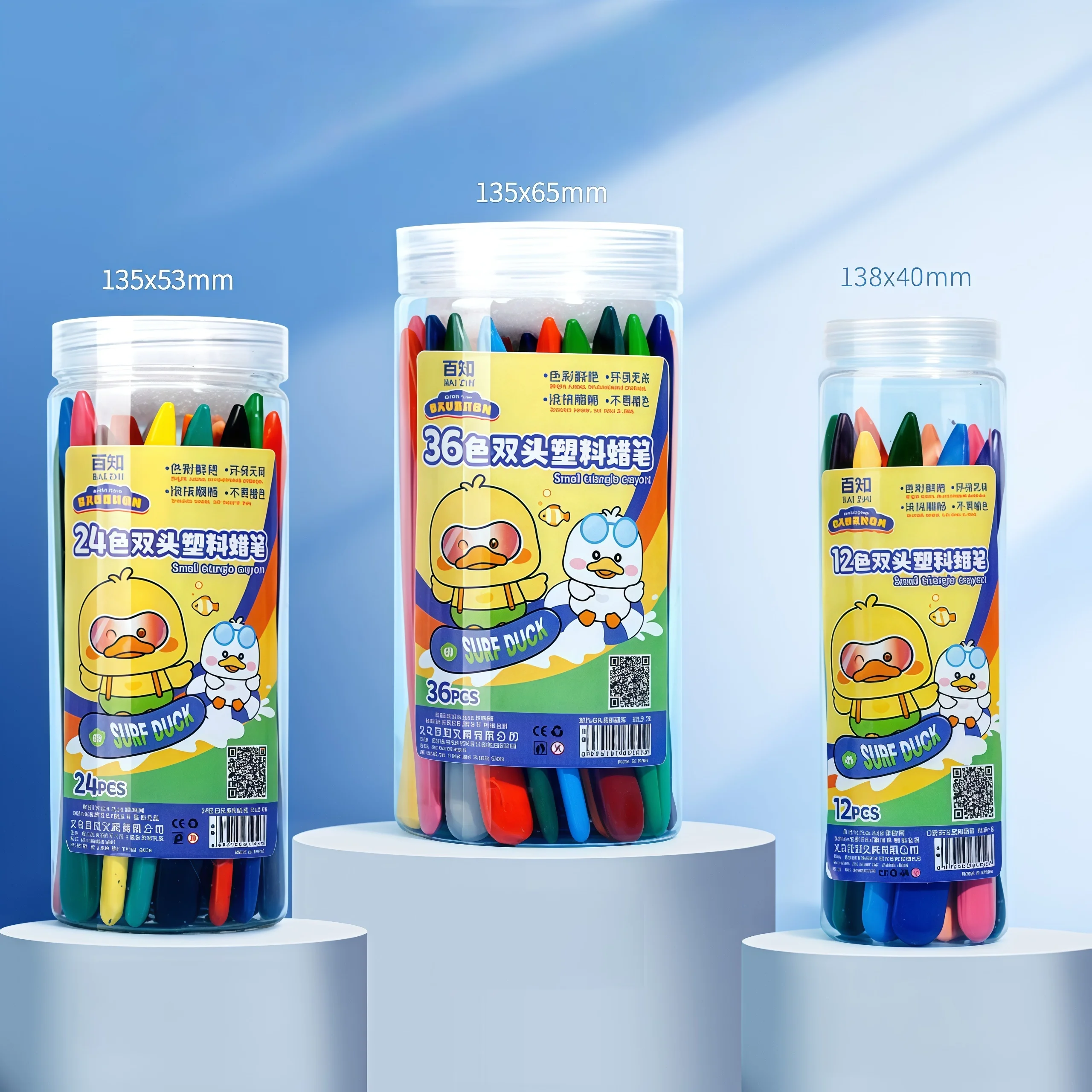 12-36 Colors Cute Double-Ended Triangular Crayons Kidsren's Oil Pastels Safe and Harmless Early Education Art Supplies