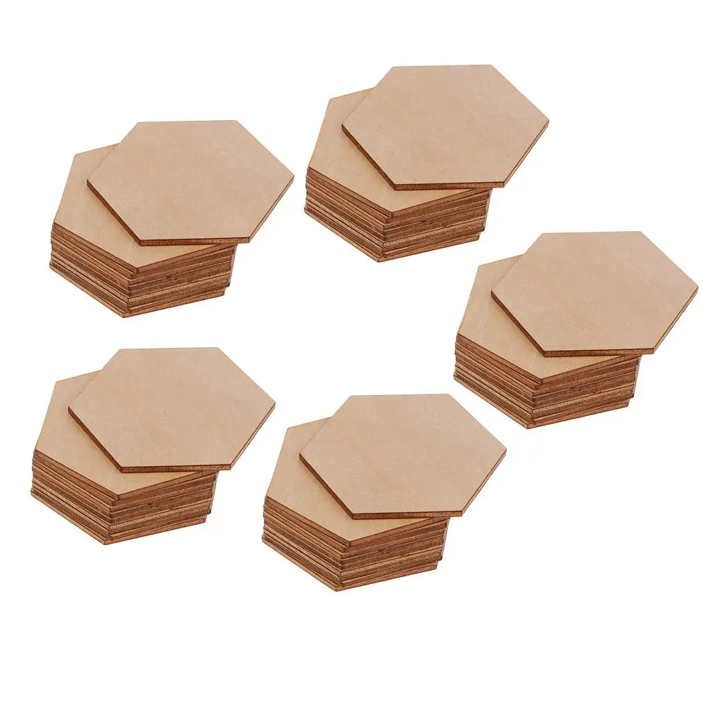 Premium Wood Cutouts Wooden MDF Hexagon Shapes for DIY Decor Ornament Crafts