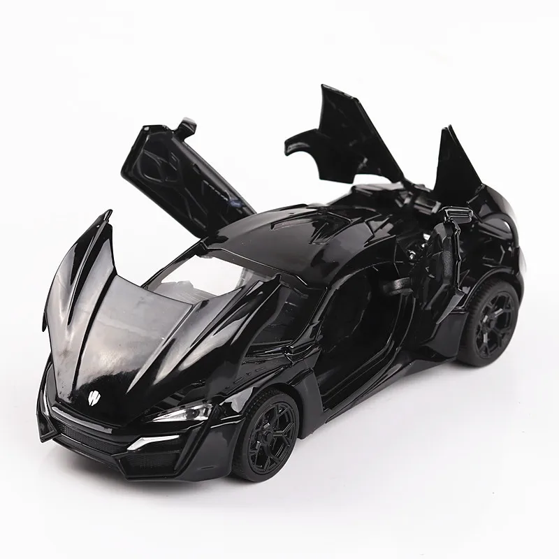 

1:32 Hypersport Alloy Diecast Model Toys Car Doors Opened with Sound Light Pull Back Miniature Vechies Home Decoration