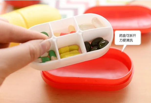 Cute small medicine box, portable and portable mini large capacity packaging small medicine box