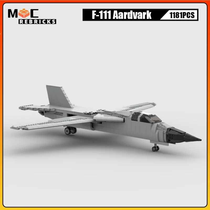 Décennie s de construction MOC de bombardier stratégique Aardvark, série de combattants militaires, F-111 américain, arme WW2, modèle d'avion, briques, jouets pour enfant