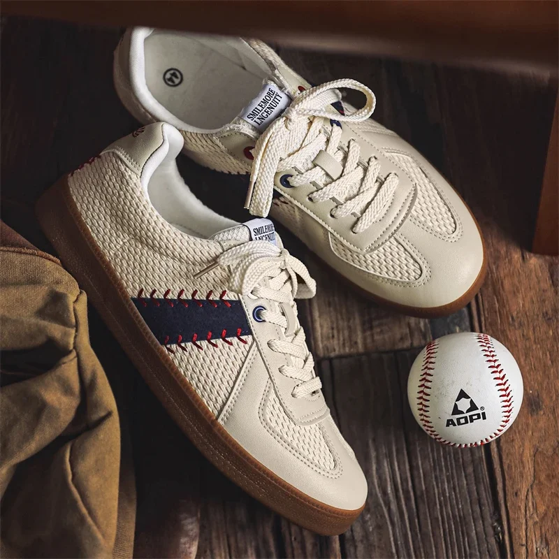 

Новая мужская повседневная обувь: плоская, низкая, с круглым носком, на шнуровке, для прогулок, для улицы, с цветными блоками, оригинальная модная брендовая обувь