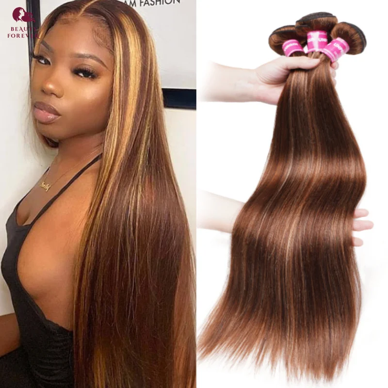 

Beauty Forever Honey Blonde Color Straight Human Hair Weave 3 Bundles 100% Brazilian Virgin Human Hair Extensions