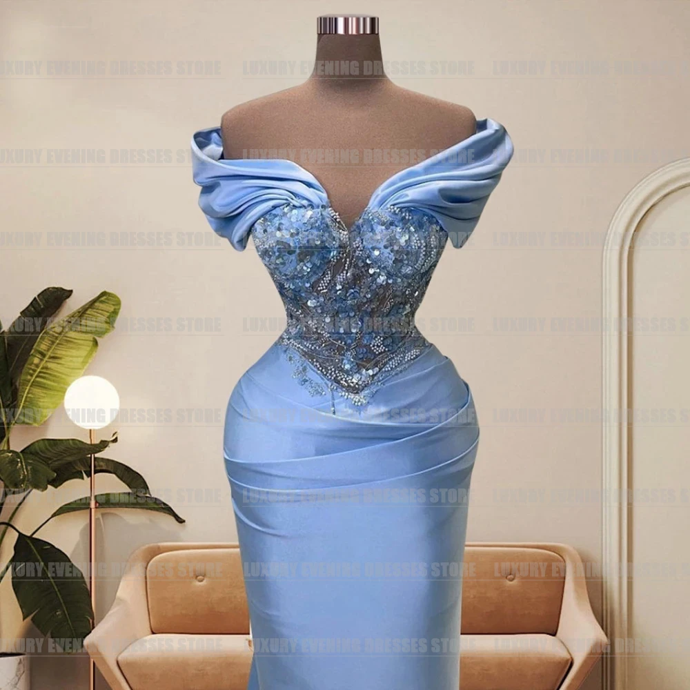 Gorgeous Elegant Mermaid Evening Dresses For Woman Sexy Off Shoulder Sparkle Sweetheart Formal Fashion Party Prom Gowns 이브닝드레스