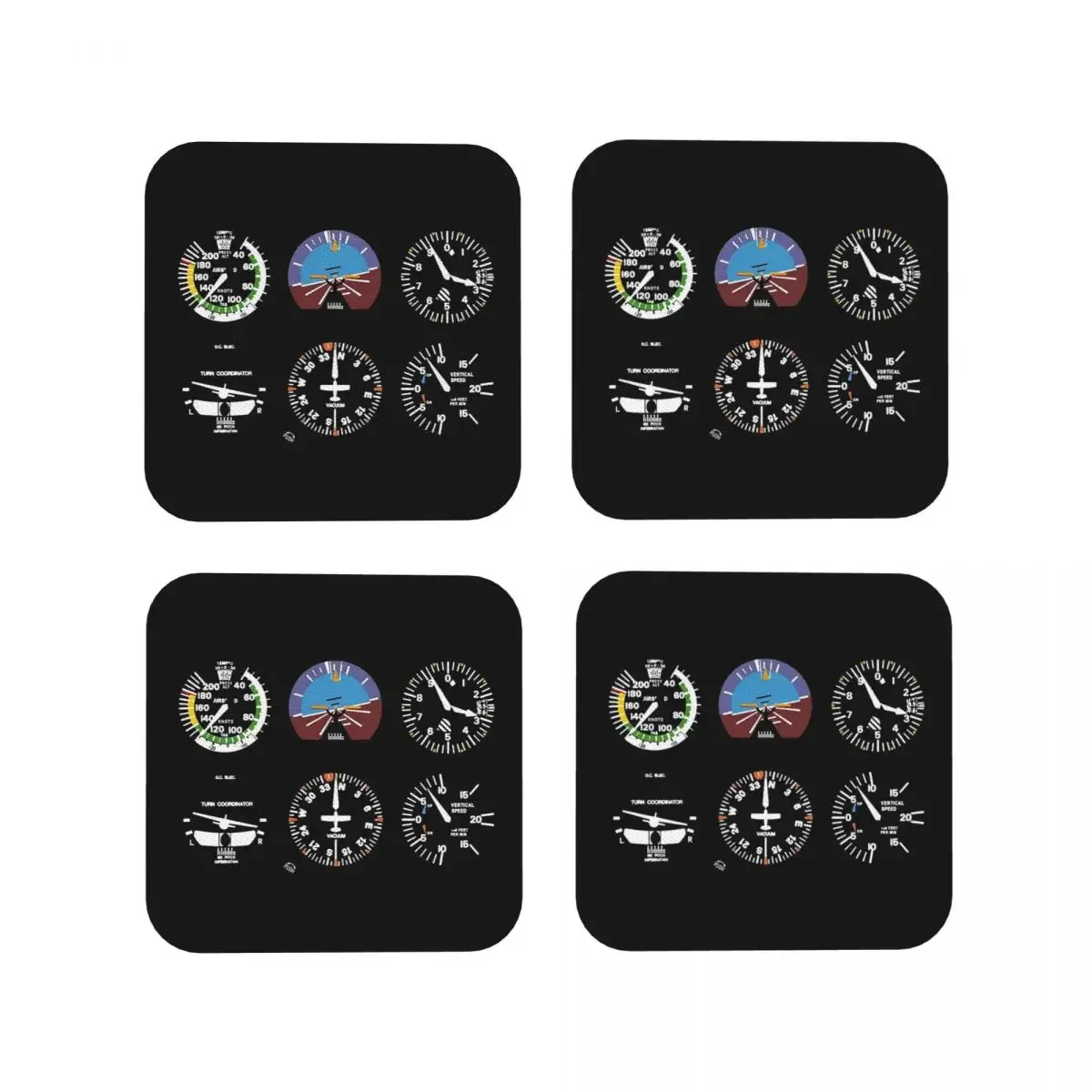 Cockpit Six Dials Flight Simulator Pilot Coasters Coffee Mats Set of 4 Placemats Cup Tableware Decoration & Accessories Pads