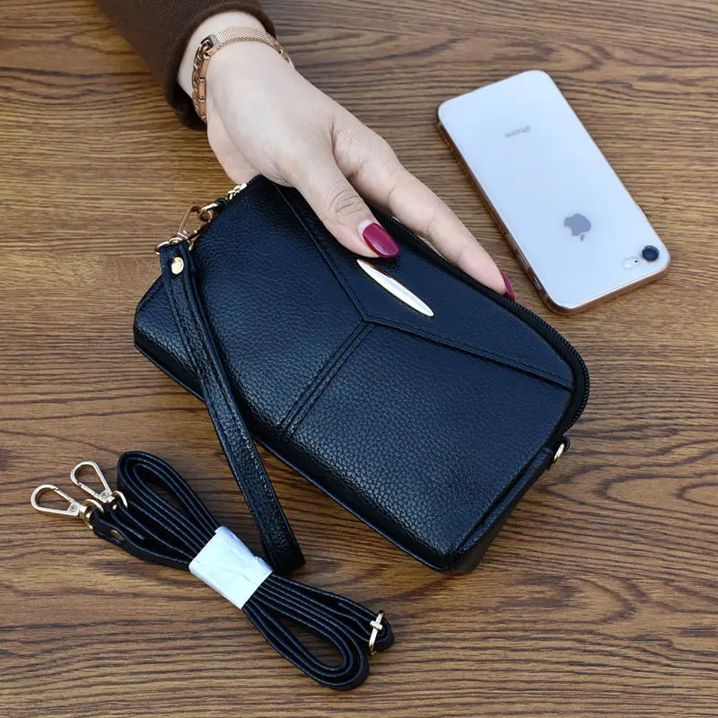 

Women's Bag Middle-Aged Mom Messenger Bag Soft Fashion Phone Clutch Coin Purse Dual-Use Pouch