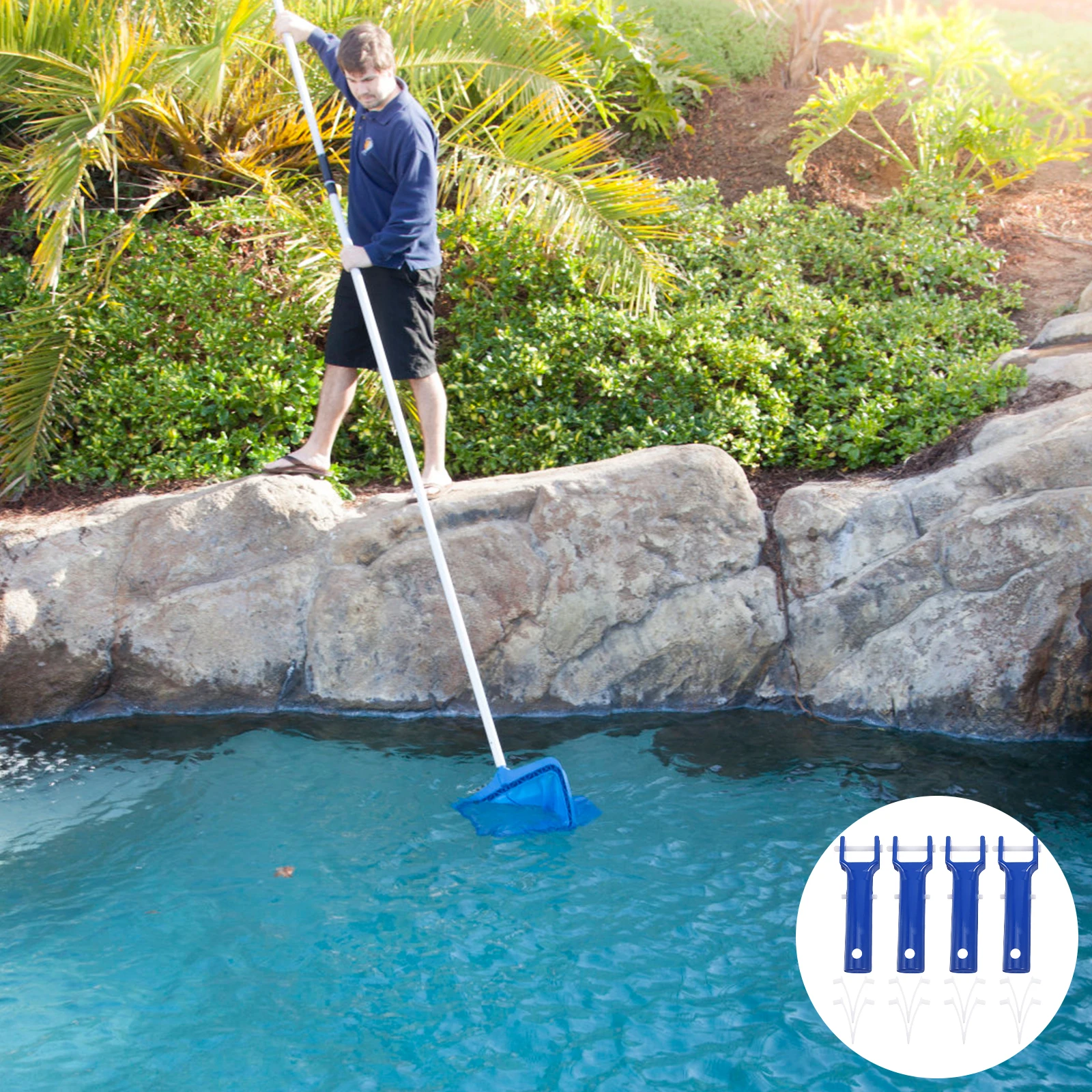 

4Pcs V-Shape Pool Clips For Securing Cleaning Tools Accessories Compatible With Various Pool Maintenance Parts