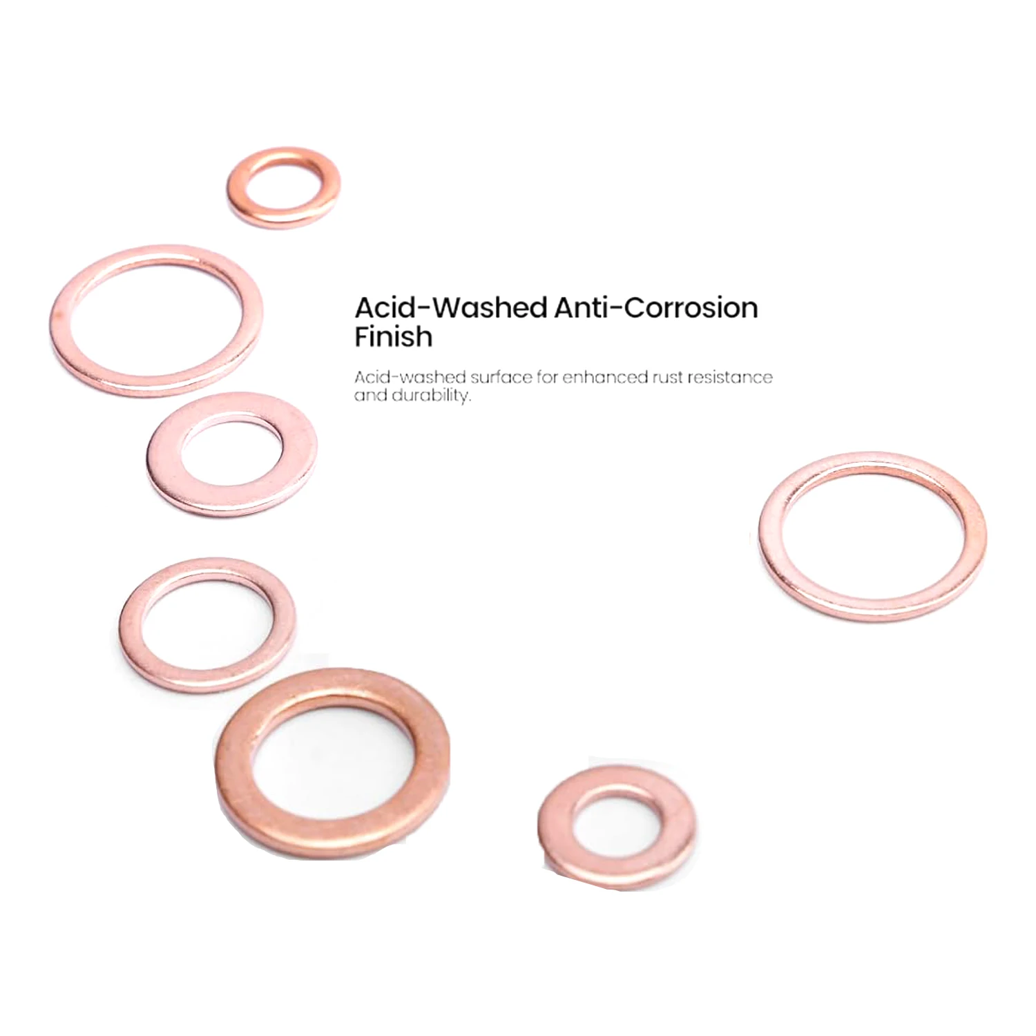 100 PCS Premium Copper Sealing Crush Washers Assortment Kit,Flat Ring Oil Drain Plug Crush Washer Gasket Seal Assortment Set