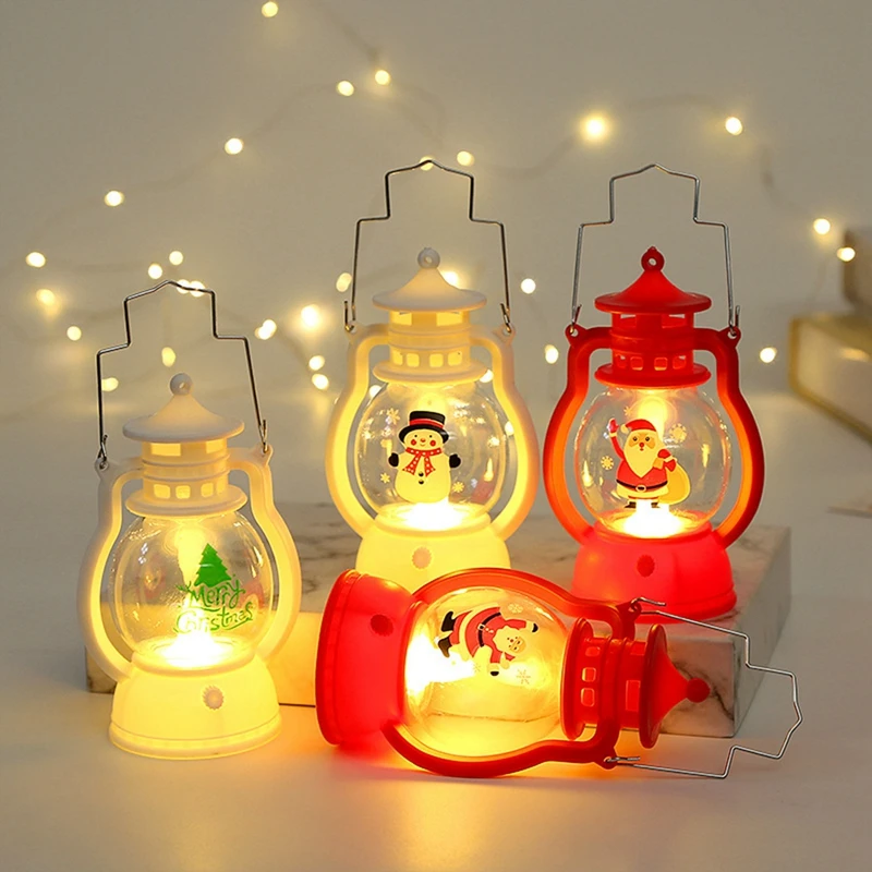 Fairy Lights Santa Claus Snowman Elk Lantern Light Christmas Vintage LED Lantern Home Christmas Tree Ornament Christmas Lamp