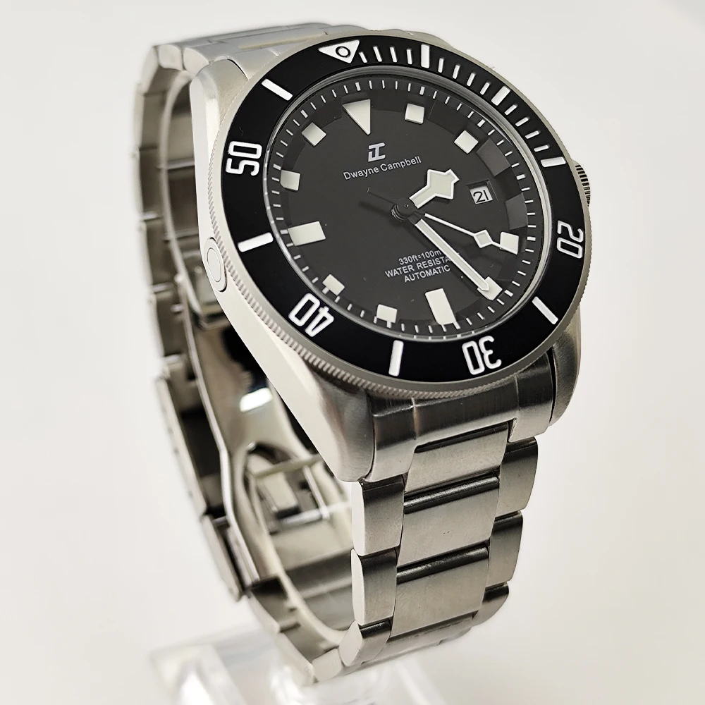 Automatic Watch Dwayne Campbell Blue Luminous Watches For Man  Sapphire Glass 8215 Movement Calendar Mechanical Waterproof Watch