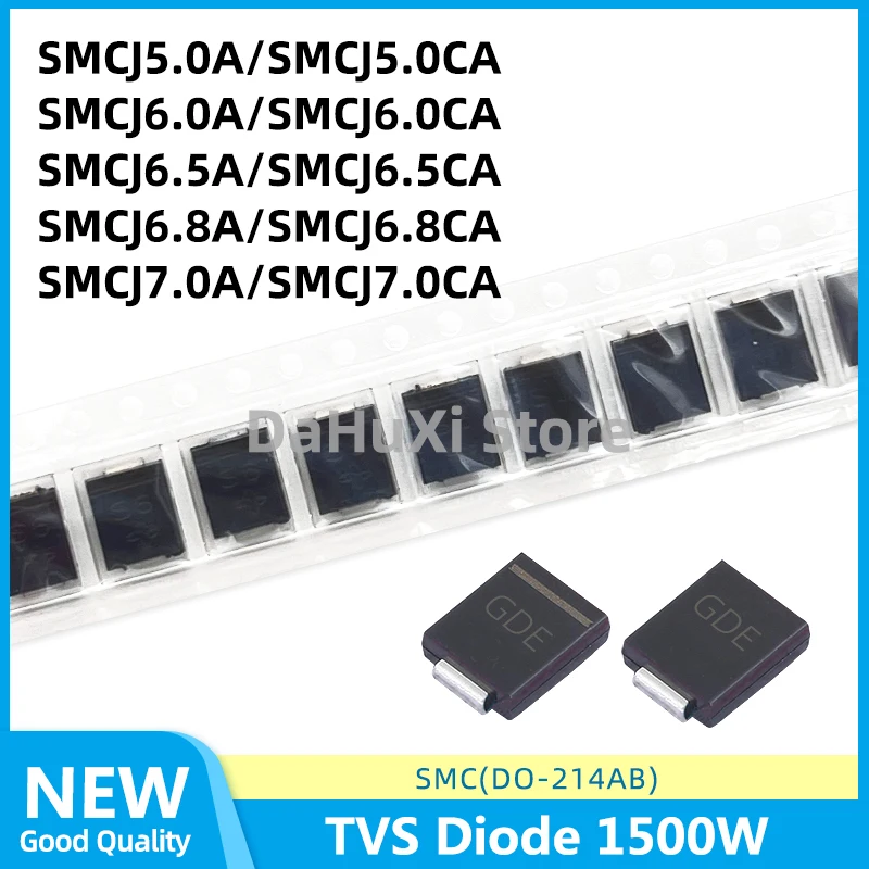 50PCS SMCJ5.0A SMCJ5.0CA SMCJ6.0A SMCJ6.0CA SMCJ6.5A SMCJ6.5CA SMCJ6.8A SMCJ6.8CA SMCJ7.0A SMCJ7.0CA TVS Diode 1500W DO-214AB