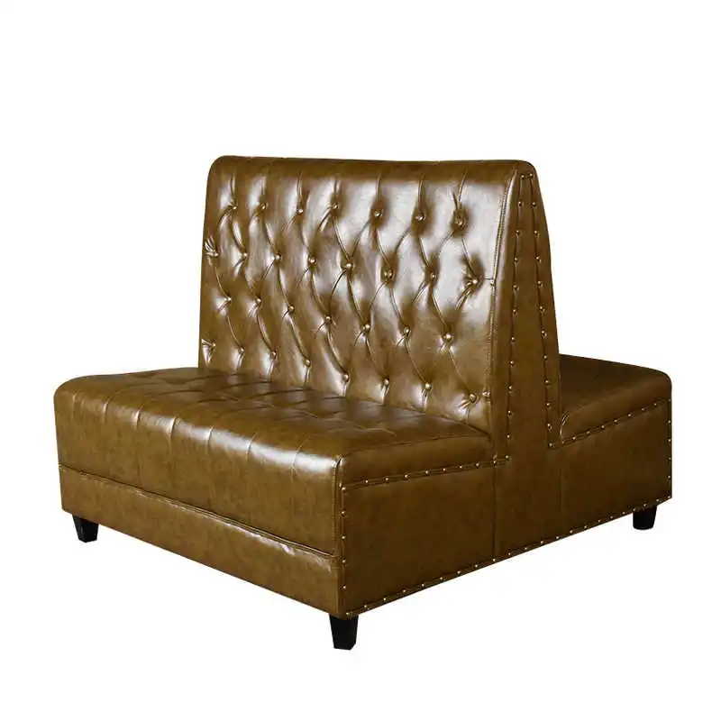 Restaurant booth set Industrial bench Wood frame sofa Foshan factory custom leather seat