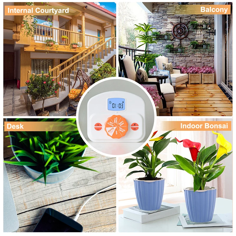 Indoor Plants Automatic Watering Controller  LCD Digital Display  Irrigation System Programmable Watering Timer for Garden
