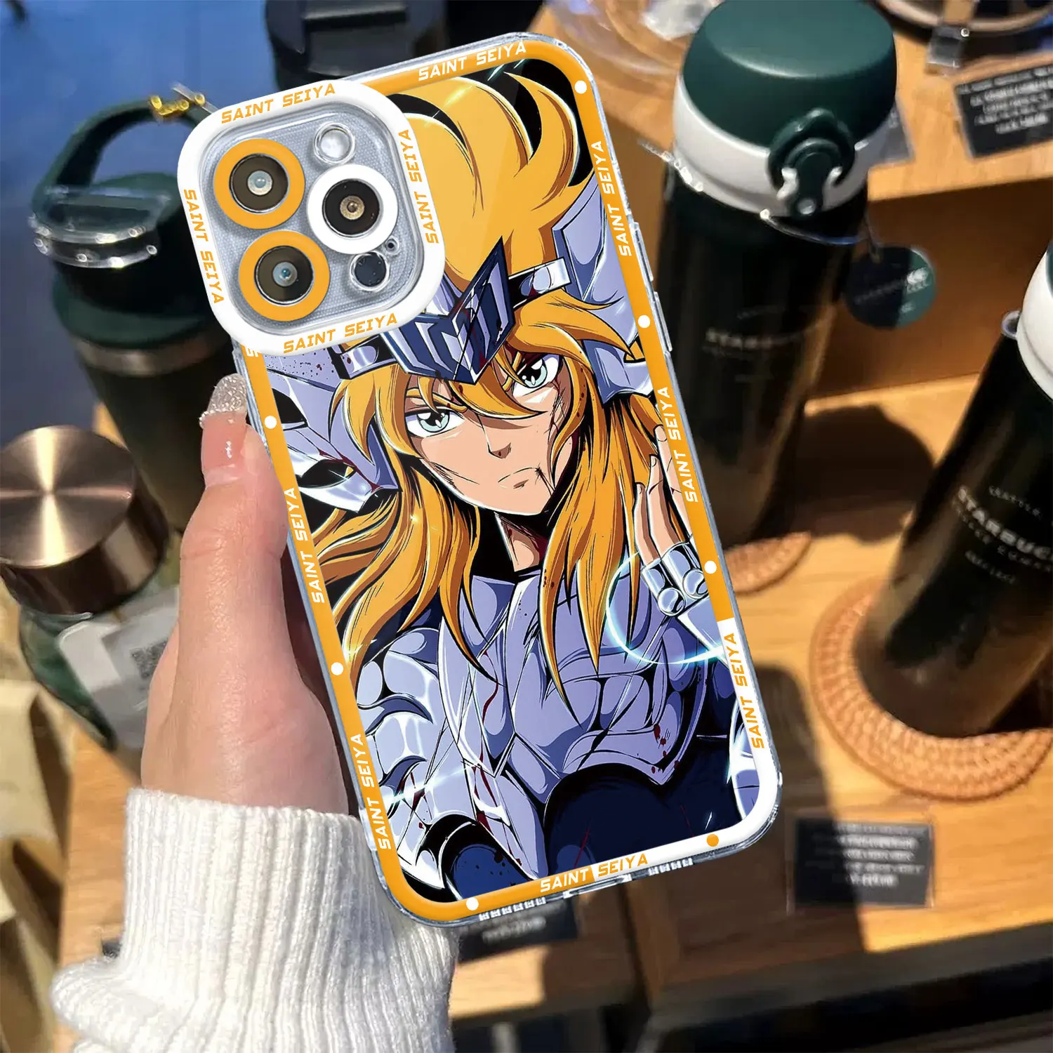 Custodia trasparente Saint Seiya Hyoga Shiryu per iPhone 14 Pro Max 8 6 7 15 14Plus 11 12Pro SE 2022 XR XS 13 mini X XS Max Cover in Silicone