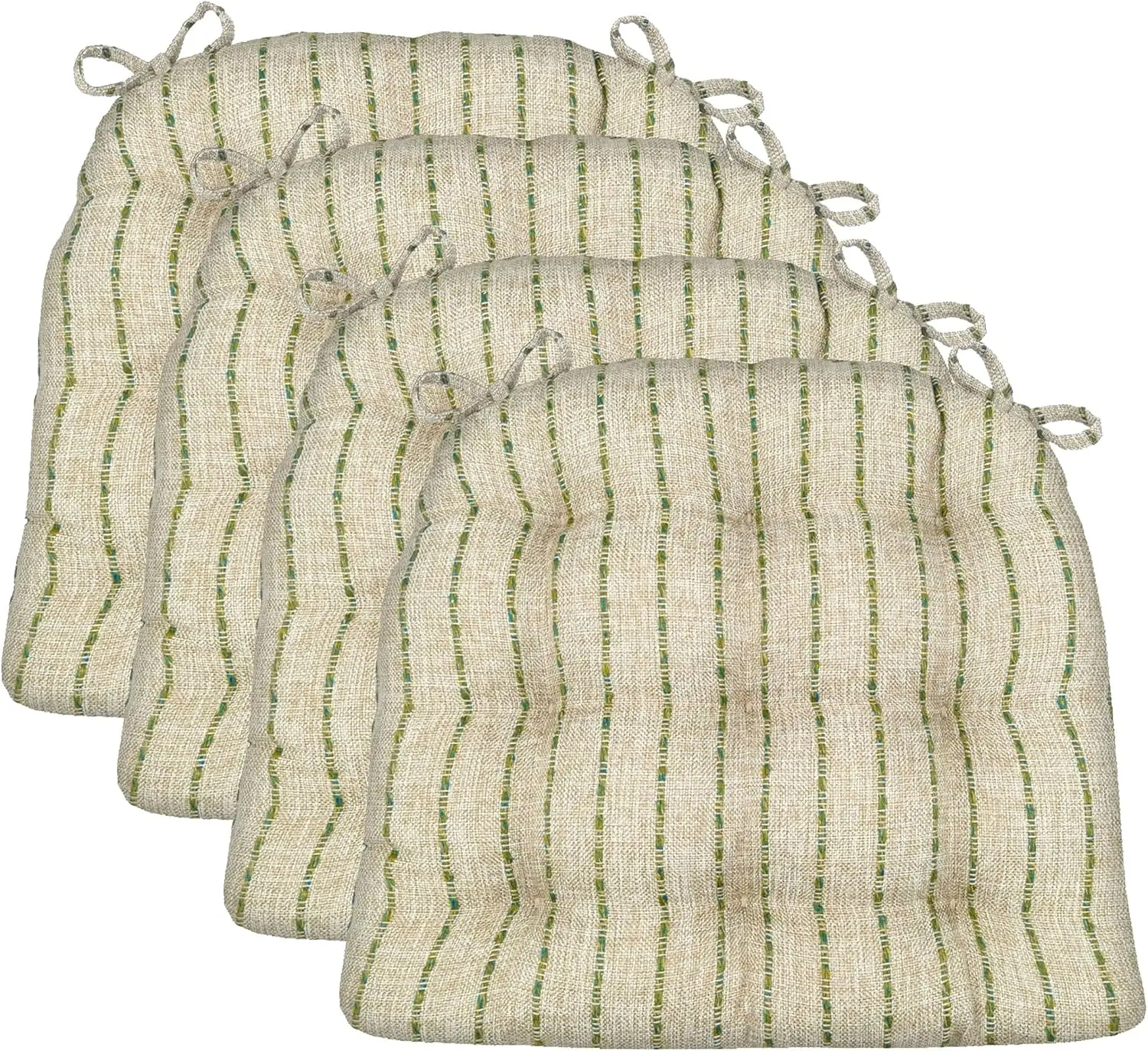 

Dining Chair Cushions with Ties, 16.5 x 18 Inches, Pack of 4 – Made to Last with Stain Resistant Upholstery and Plush Latex Foam