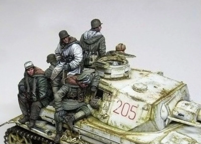 Kit de modelo de figura de resina fundida em escala 1/35 Panzergrenadiers 8 figuras (sem tanque) desmontado e sem pintura