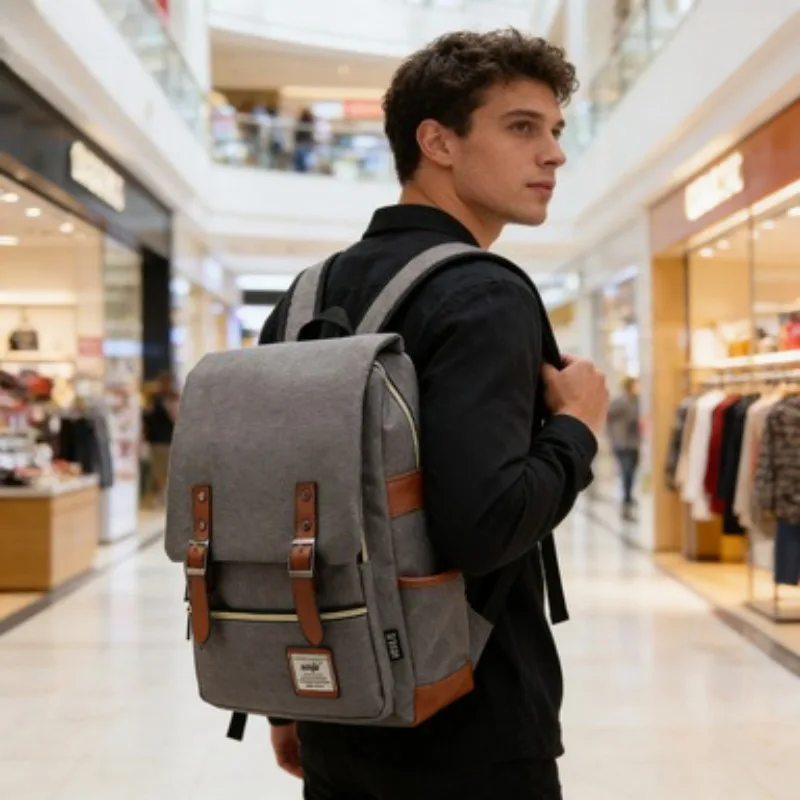 

Новинка 2026: Ретро-рюкзак унисекс для путешествий из плотного холста – стильный городской рюкзак