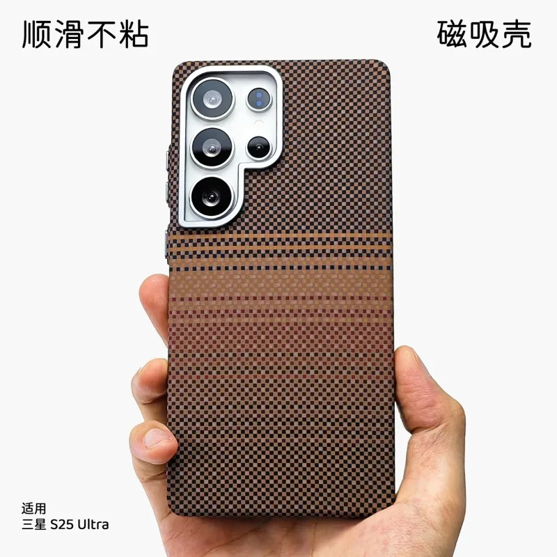 For Samsung Galaxy S26 S25 Ultra Galaxy S24 S23 Plus Case For MagSafe Magnetic Matte Relief Weaving PC Lightweight Hard Cover