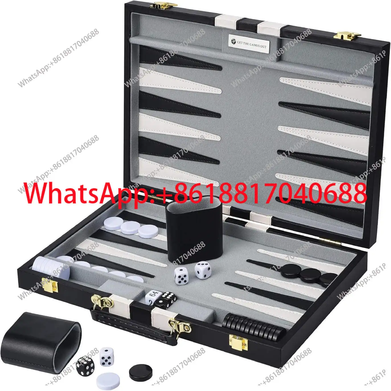 

PU leather two-way chess box casual puzzle game 11 inch leather box western portable