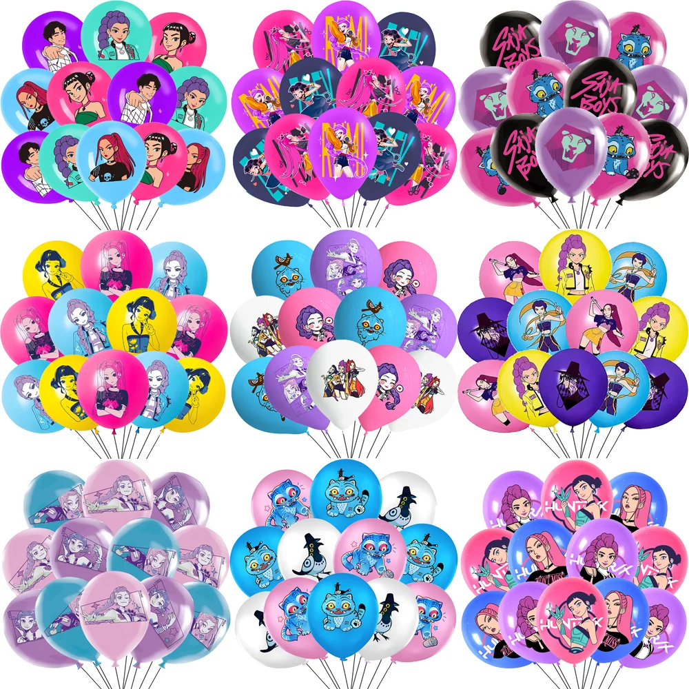 12Pcs Kpop Demon Balloons Party Supplies Latex Balloon Kids Korean Anime Float Globe Baby Shower Hunters Birthday Party Decors