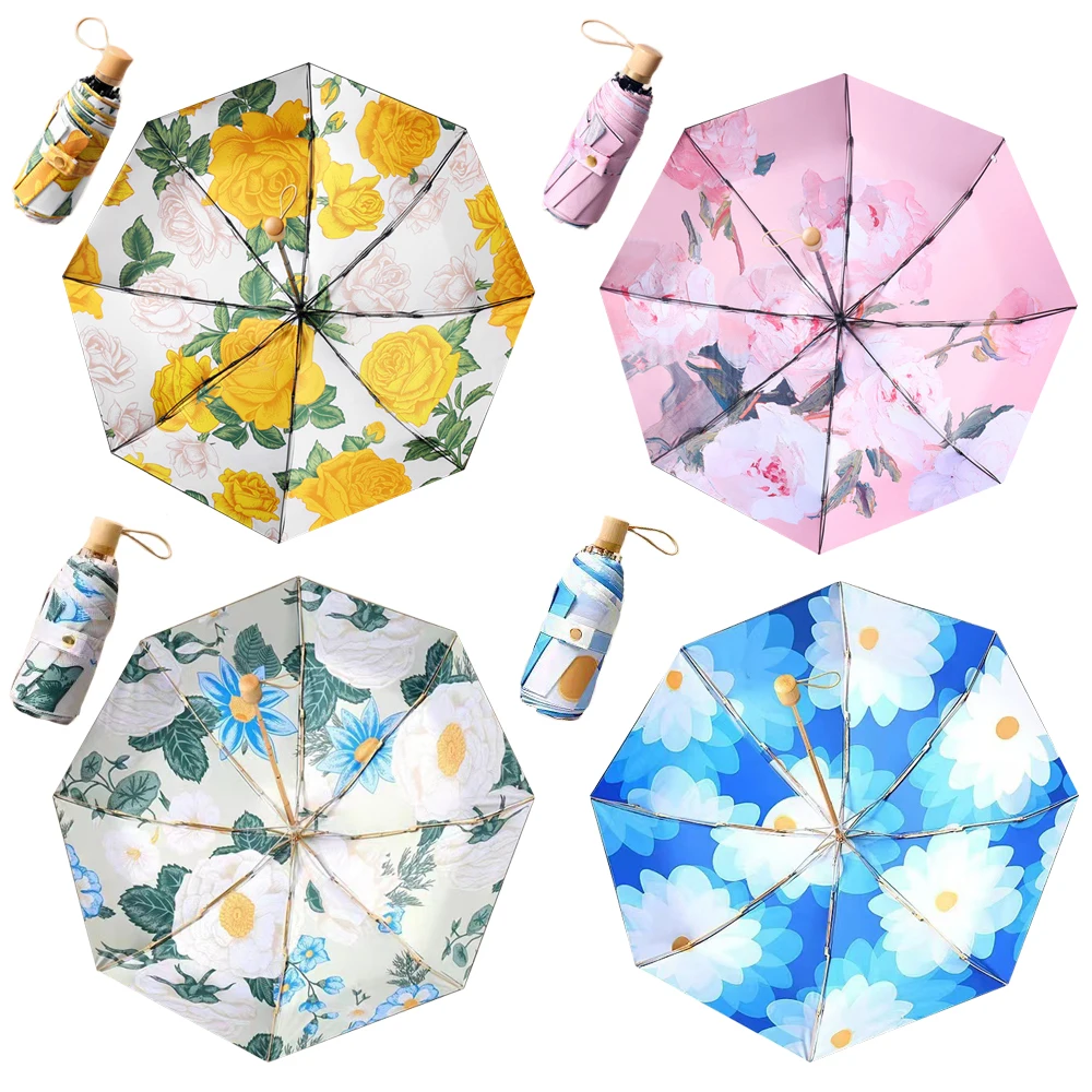 

Beautiful Exquisite Flower Umbrella Fashion Minimal Design Compact Convenient Sunshade UV Protection Umbrellas for Boys Girls