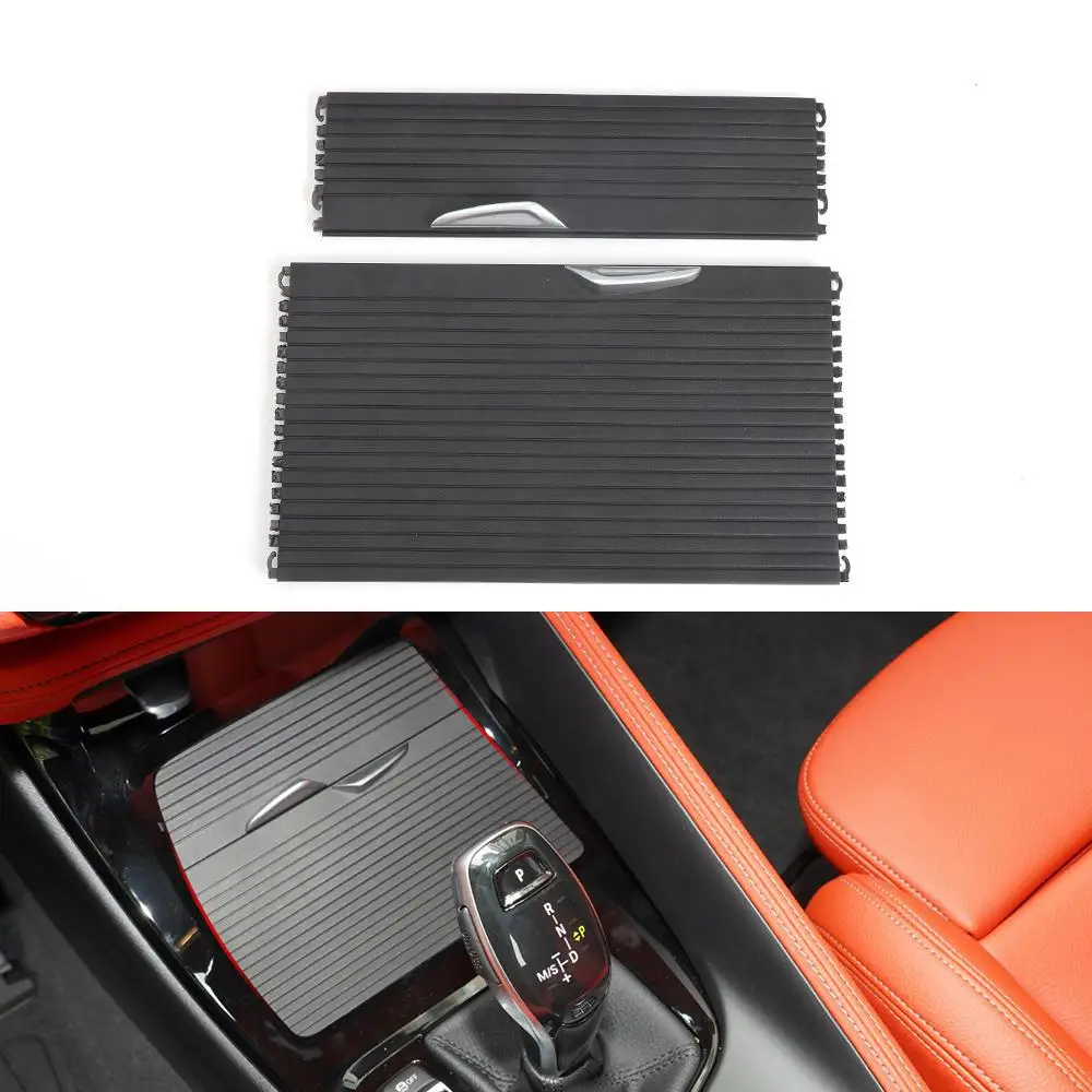 

Car Center Console Drink Water Cup Holder Cover Trim Zipper Rolling Curtain For BMW X1 X2 F48 F49 F39 51169299529 2016-2021