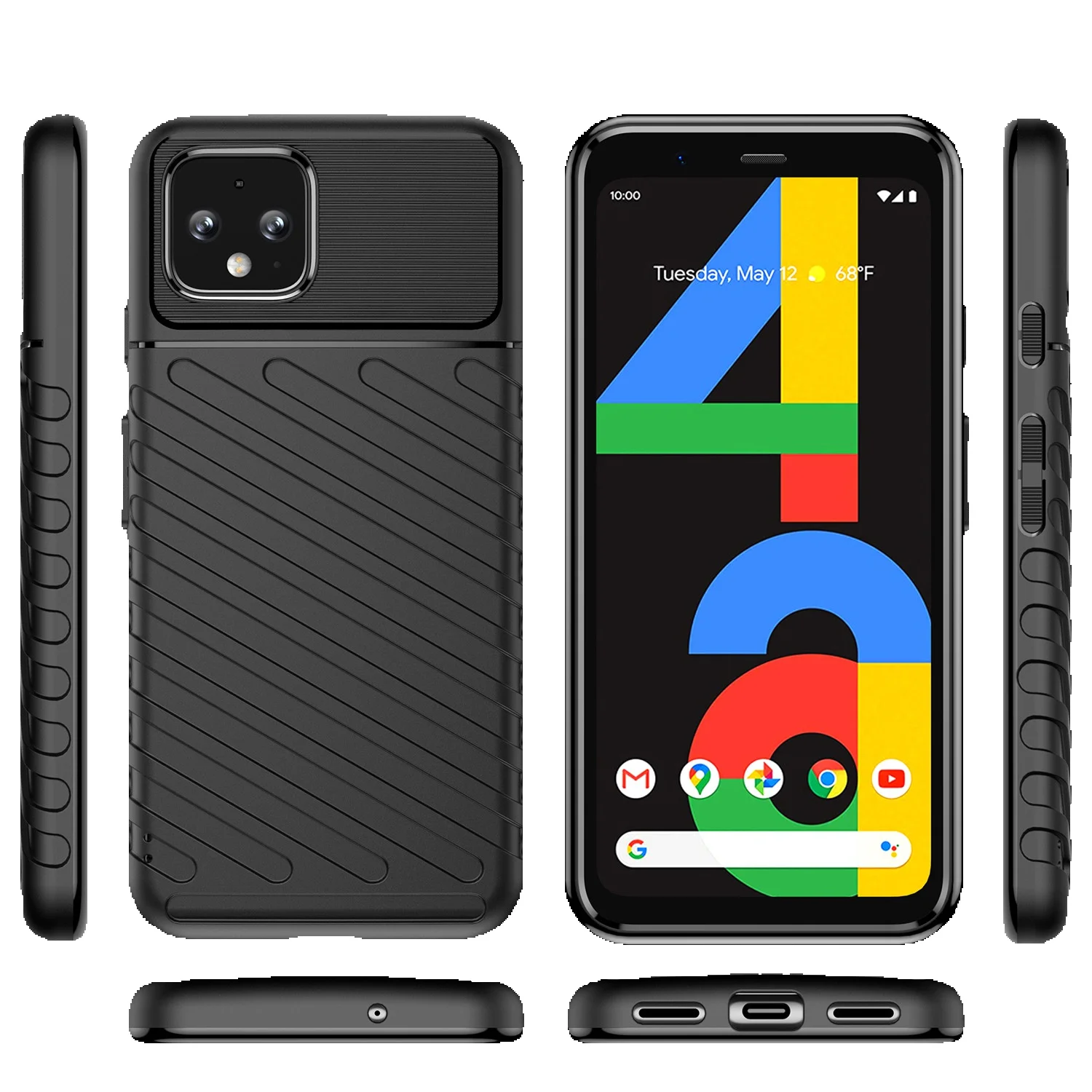 Fashion Non-Slip Thunder Case For Google Pixel XL 5g Shockproof Half-wrapped Cover For Pixel 4 4xl 4a Full Protect Cases