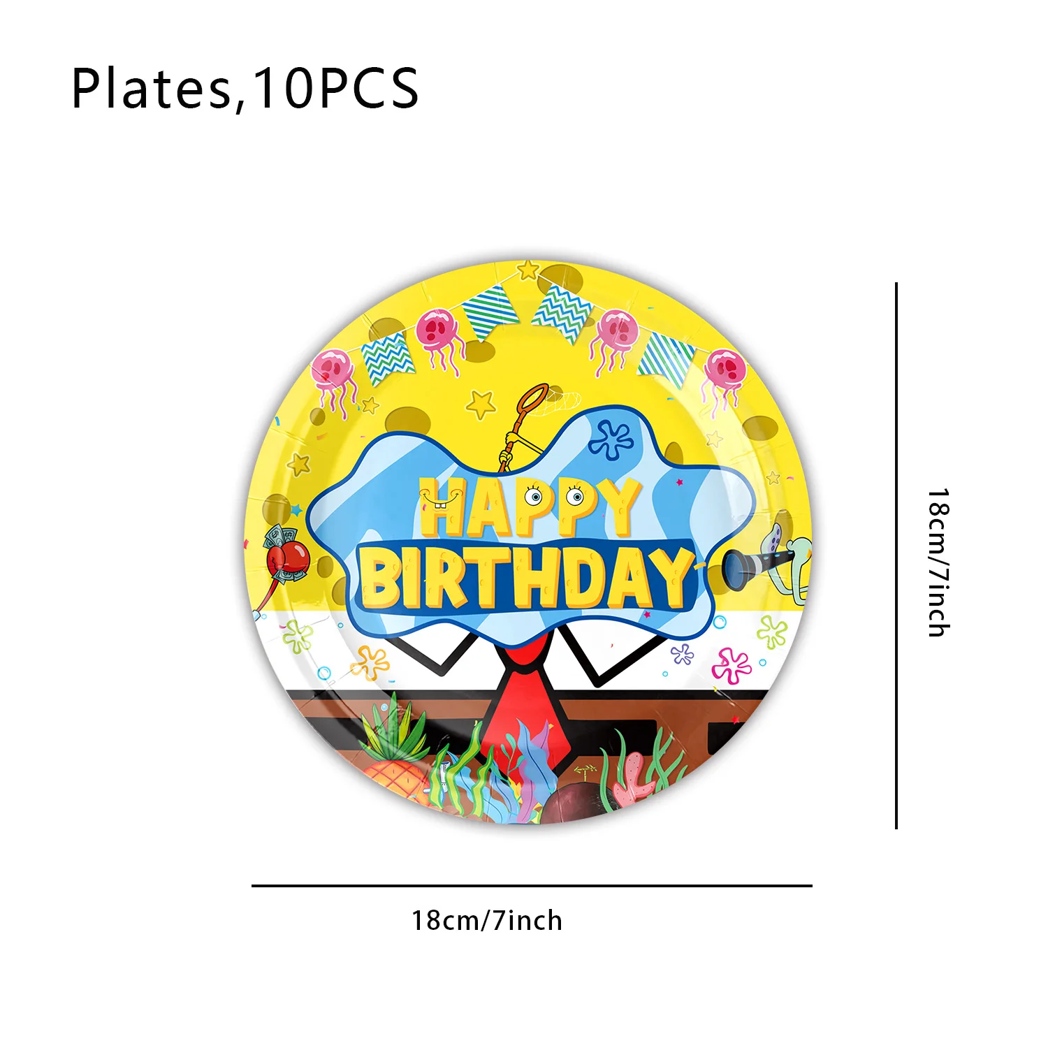 Cartoon Spongebob Geburtstagsparty Dekoration Einweg-Tischgeschirr Becher Teller Servietten Ballon Hintergrund für Kinderparty-Zubehör – Detail 4