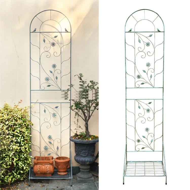 European-style wrought iron balcony courtyard climbing trellis, climbing shelf bracket, wire lotus pot stand factory direct sale