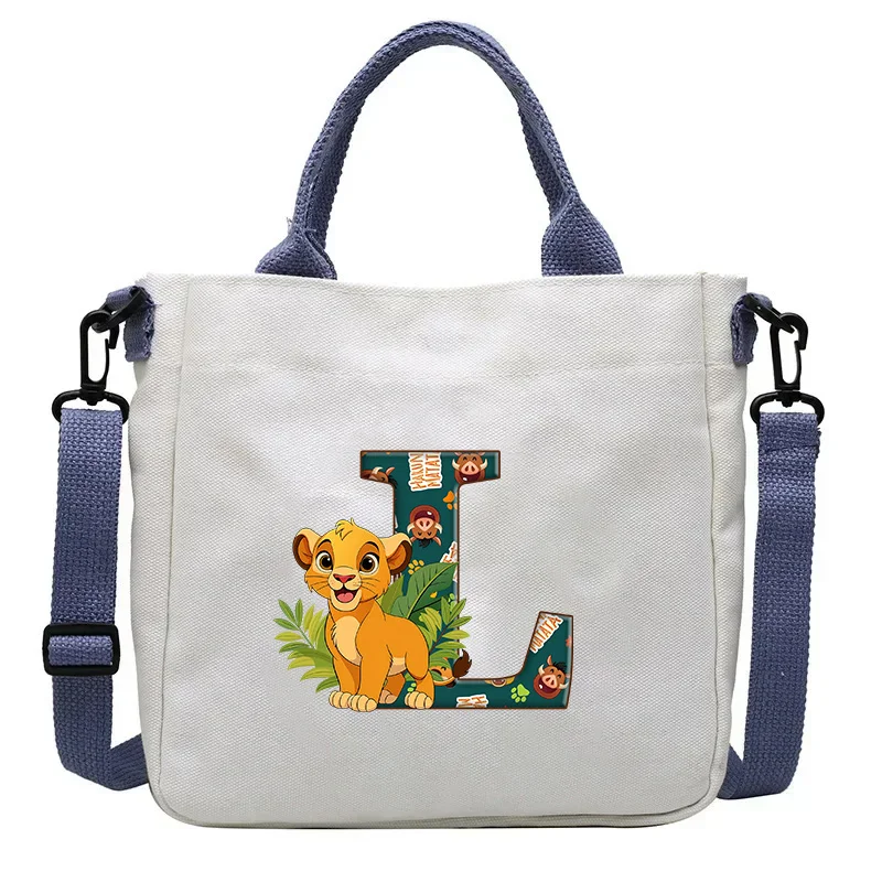 Disney Lion King Crossbody Bag Children Letter Initials Print Messenger Pack Canvas Portable Outdoor Pouch Student Fashion Bags