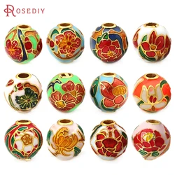 4PCS Brass with Oil Paintings Daffodil Spacer Beads Bracelets Beads Diy Jewelry Accessories Making Rosediy official-website