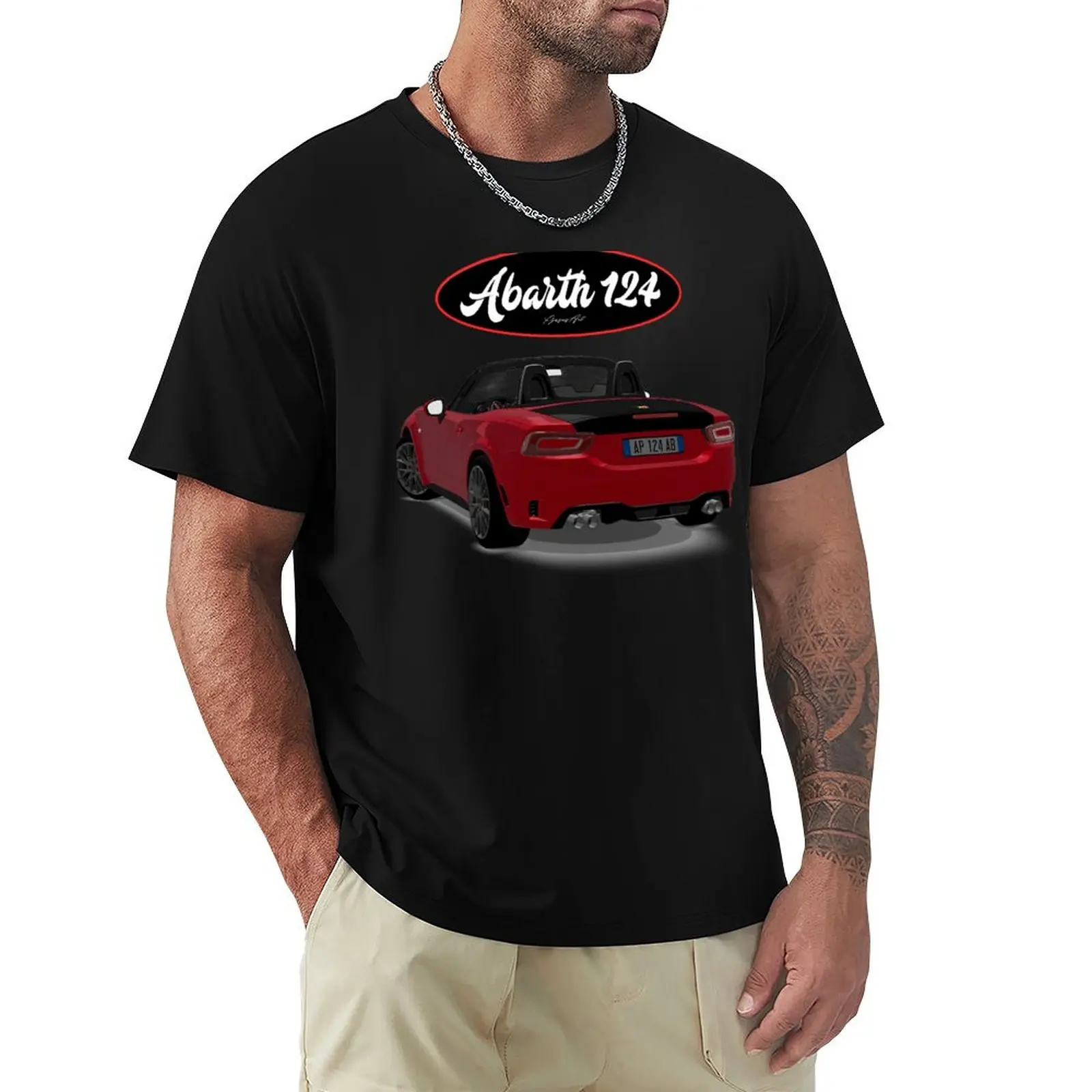 ABARTH 124 Rosso Back T-Shirt custom shirt oversized anime quick drying mens big and tall t shirts