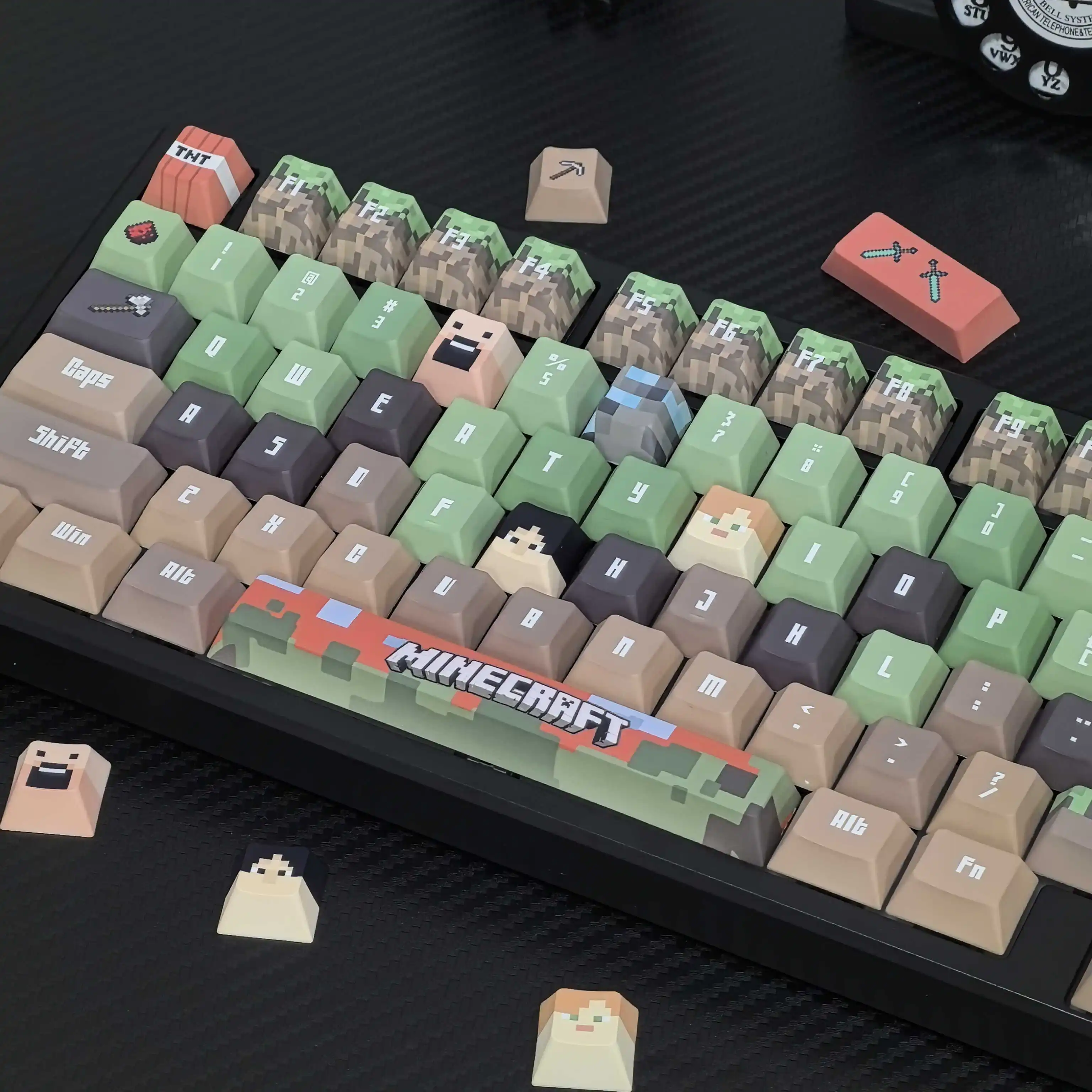 132keys My World Pixel Game Keycaps PBT Material Cherry Profile Compatible MX Mechanical Keyboard Keycaps