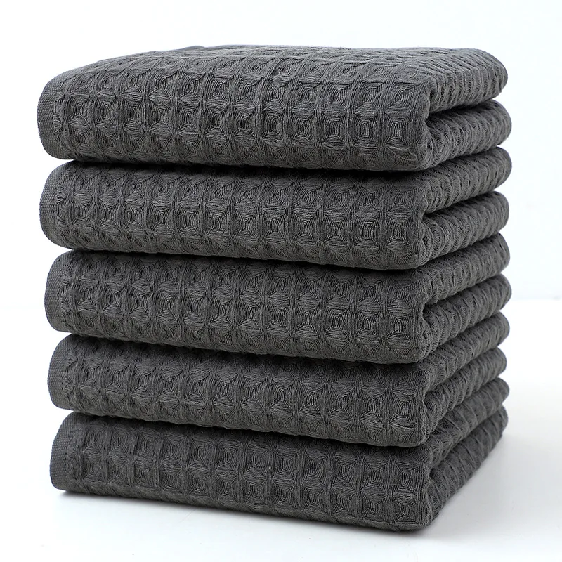 5-Piece Pure Cotton Waffle Towel Set Is Highly Absorbent, Very Soft, Skin-Friendly and Durable, and Can Be Used in Home Bathrooms, Face Washes and Travel