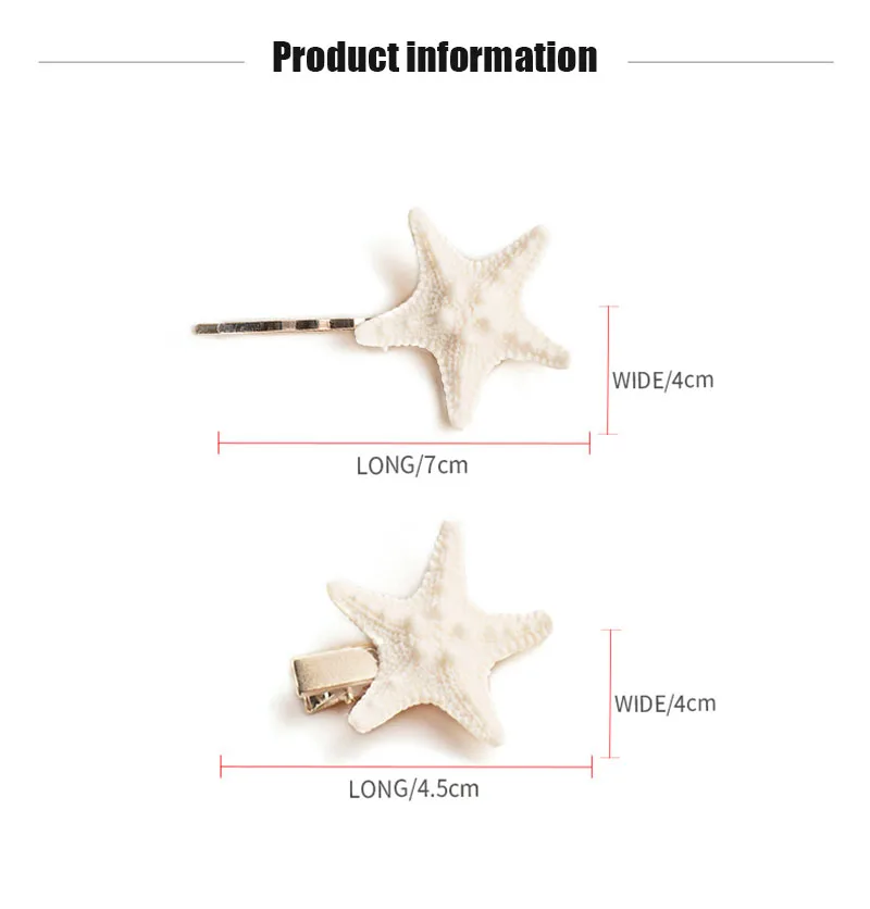 2PCS Starfish Sea Star Hairpin Natural Elegant Hair Clip Hairgrips Headwear Headdress Jewelry For Women Girls Hair Accessories