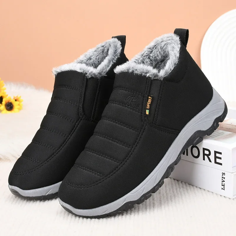 Women Fleece Lined Snow Boots Winter Warm Waterproof Slip On Ankle Boots Thermal Outdoor Short Boots 2024