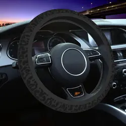 Black Leopard Car Steering Wheel Cover 38cm Anti-slip Cheetah Steering Wheel Protective Cover Car-styling Interior Accessories
