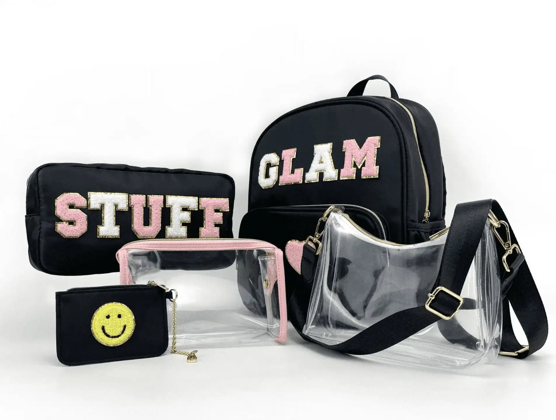 Zaino in nylon, borsa da viaggio personalizzabile per artigianato, scuola e uso quotidiano, nero