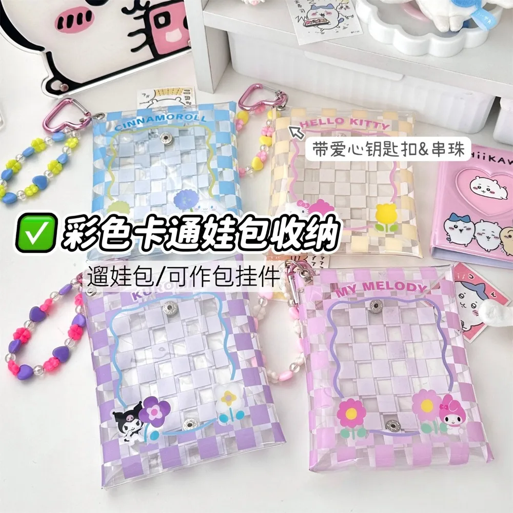 Sanrios New PVC Baby Bag Anime Kawaii My Melody Cinnamoroll Transparent Zero Wallet Chikawas Hachiware Usagi Cute Storage Hanger