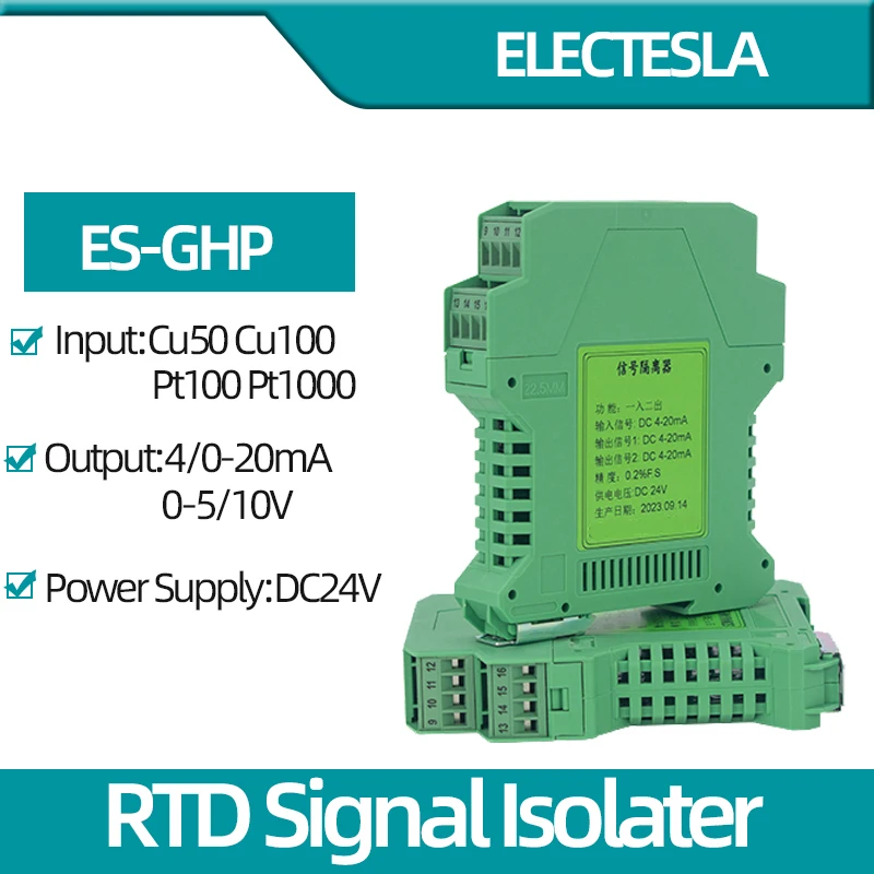 RTD Signal Isolator Cu50 Cu100 Pt1000 Thermal Resistance Temperature Signal Converter 4-20mA 0-5V Transmitter