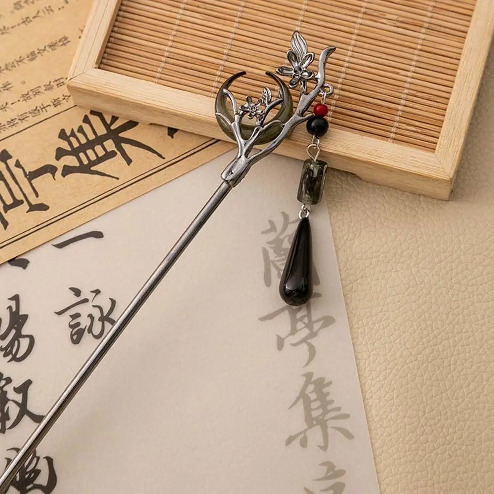 Cheongsam Hanfu Crescent Step Shake Hairpin Headdress Gift Hair Accessories Pendant Hair Stick Moon Shape Alloy Hanfu Hairpin