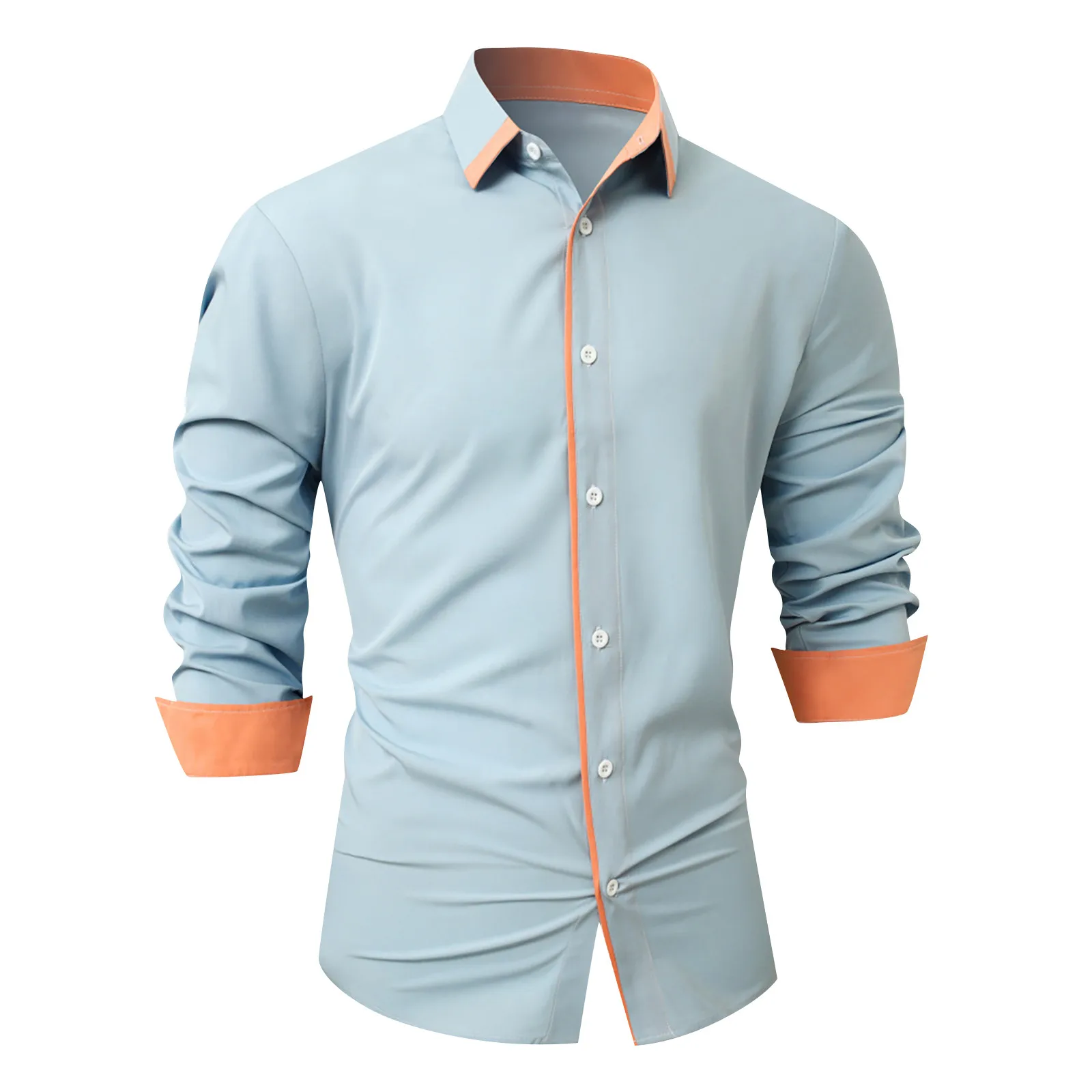 

Men'S Summer Casual Beach Shirt Slim-Fit Simple Print Long Sleeve Shirt Cardigan Solid Color Beach Style Ropa Hombre