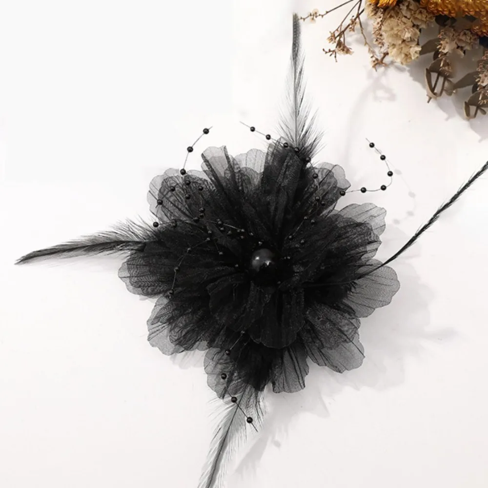 

Detachable Organza Retro Pearl Feather Flower Floral Shape DIY Fabric Applique Handmade Accessories
