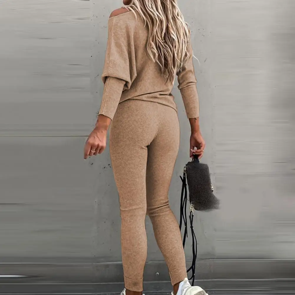 2Pcs/Set Fitness Trendy Women Tracksuit Round Neck Sweatshirt Blouse Drawstring Pants Set Female Pullover Sweatpants Sports Suit