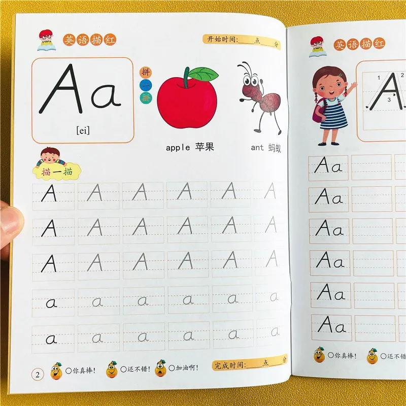 New Writing English Book 48 Pages English Excercise Copybook For Preschool Children Learn English Letters Practice Book Gifts