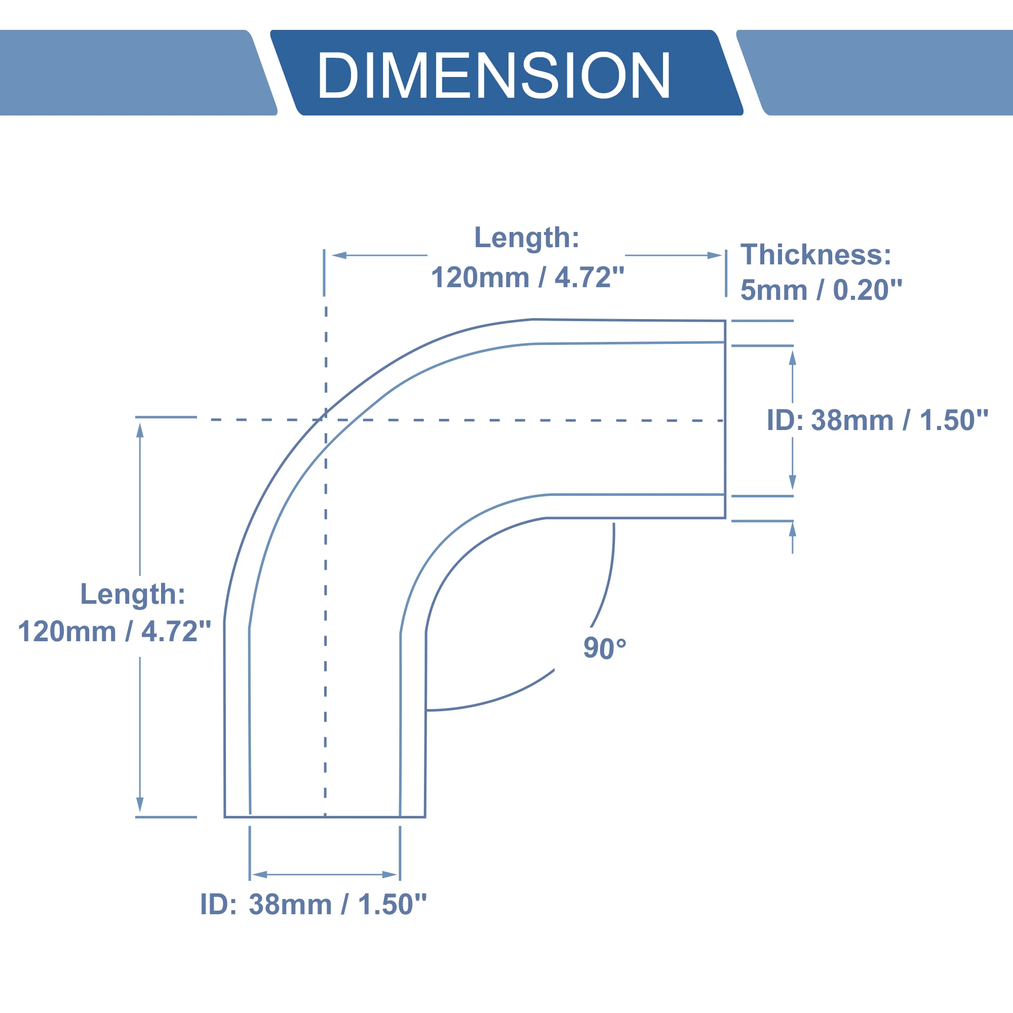 UXCELL 38mm 51mm 63mm 65mm 76mm 80mm 83mm 90mm 102mm  ID 120mm Length 90 Degrees Car Silicone Hose Coolant Hose Universal