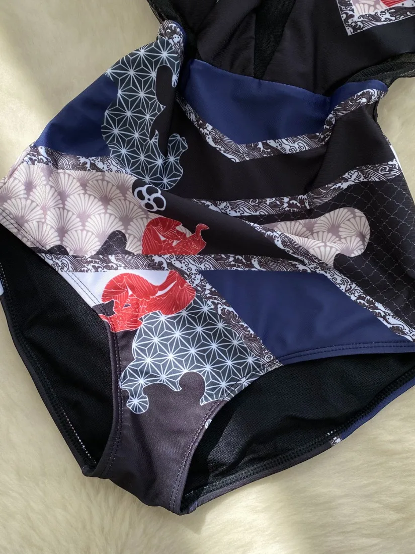 Foamlina-Body europeo sin mangas para mujer, traje de baño Sexy transparente con estampado de almazuela de malla, traje de baño sin mangas