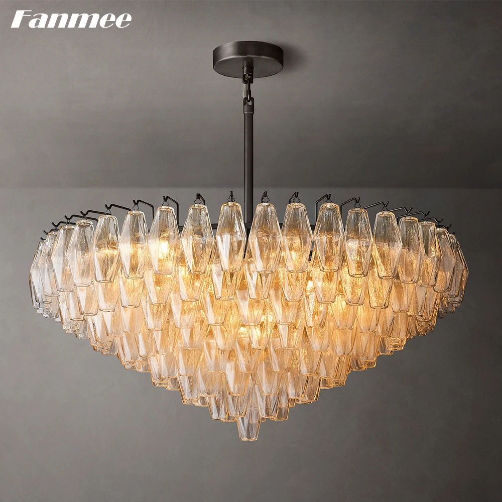 Chandelier Lighting Modern Luxury for Living Room Chiara Glass Chandelier Hanging Light Fixture Foyer Polyhedron Pendant Lustre