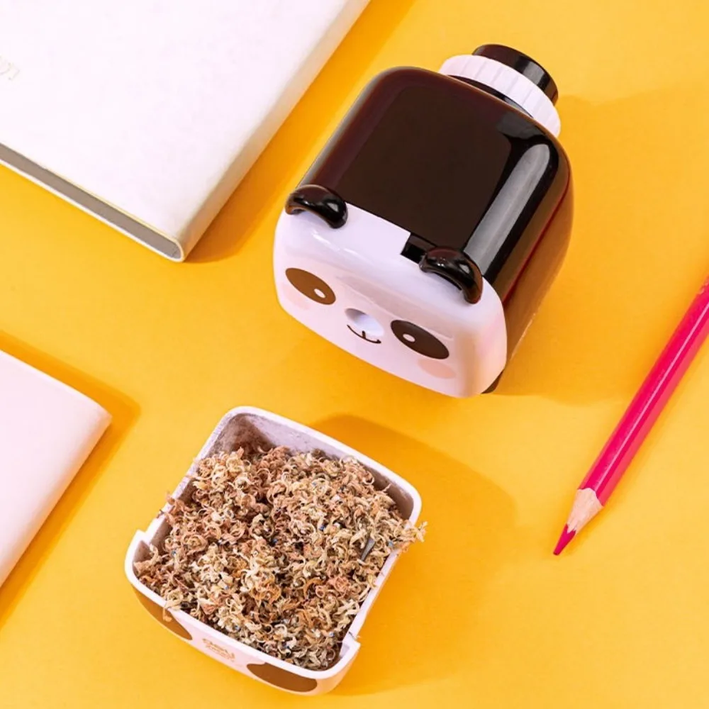 Cartoon Pencil Sharpener Hand-Cranked Tiger Panda Helical Steel Blade Sharpener Cute Animal Pen Cutting Tool Student Stationery