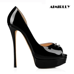 High Heels Shoes for Women Platform White Black Peep Toe Stilettos Pumps Ladies Party Wedding Footwear Aimirlly Customized shoes